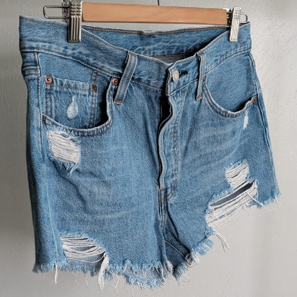 Levi's Pants - Levi's 501 Ripped Blue Jean Shorts